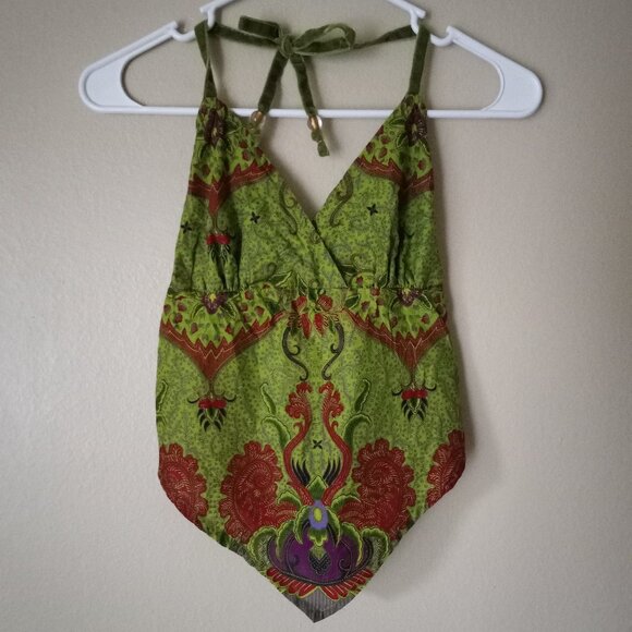 GUESS Green-and-Red Paisley Handkerchief Tank Women's S - Picture 1 of 10